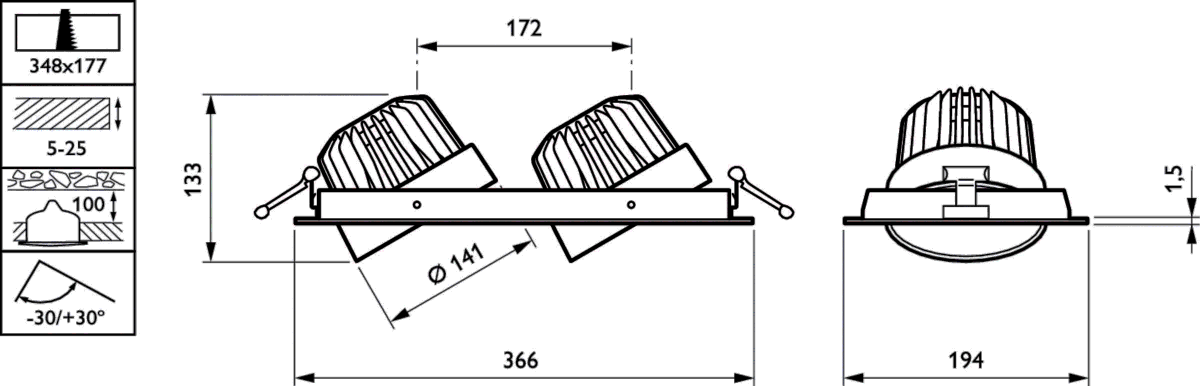 LED-Einbaustrahler GD302B 17S #97821100