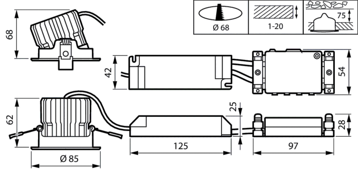 LED-Einbaustrahler RS156B LED #94096399