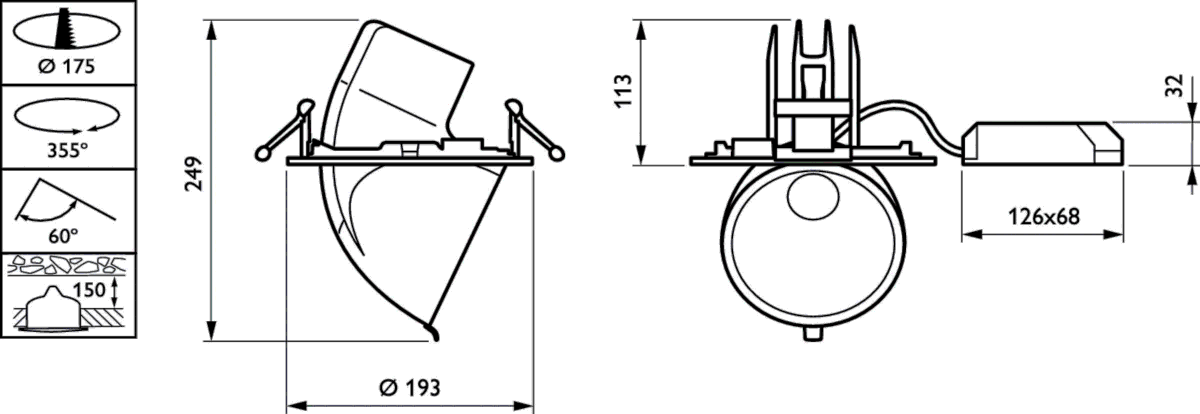 LED-Einbaustrahler RS342B 17S #97777100