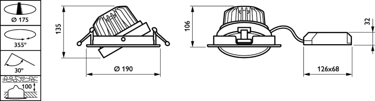 LED-Einbaustrahler RS343B 17S #97799300