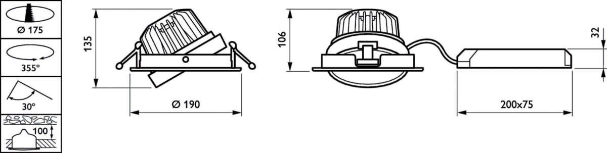 LED-Einbaustrahler RS343B 19S #97803700