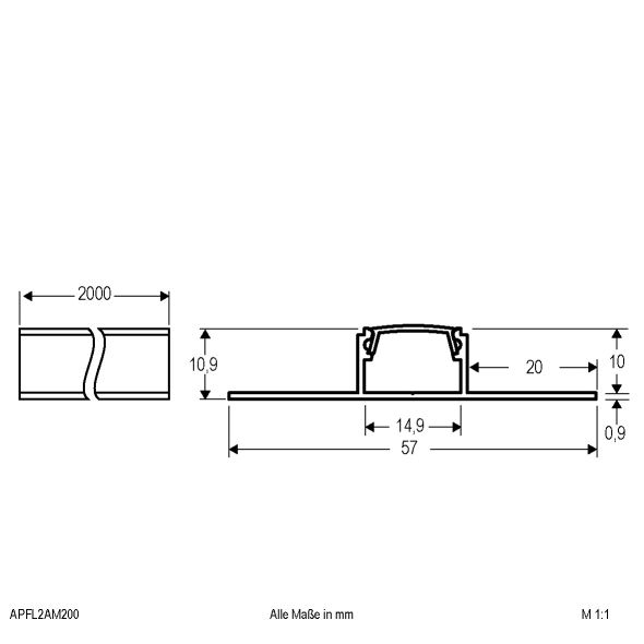 Alu-Profil m. Abdeckung APFL2AM200