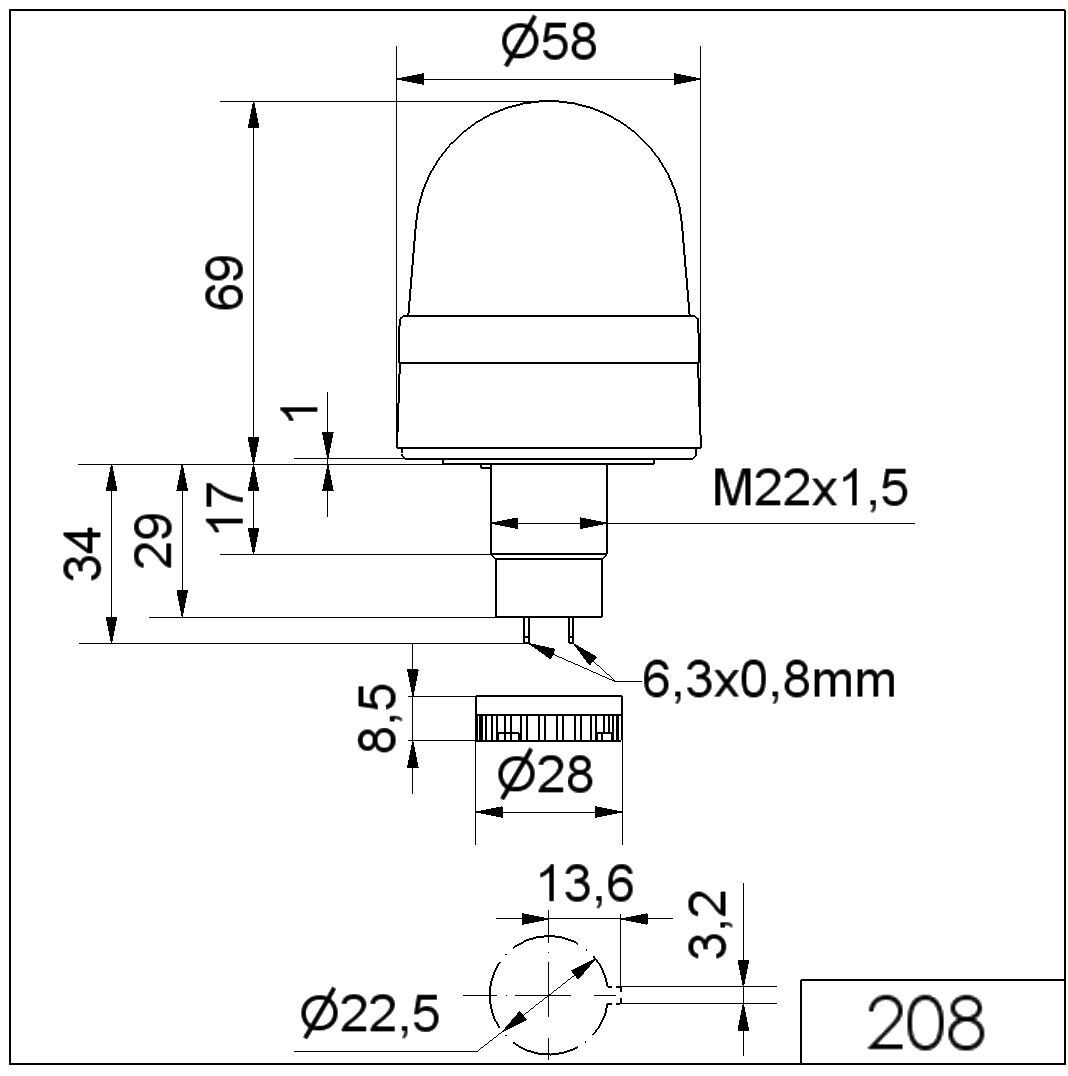 Blitzleuchte EM 24VDC GN 208.200.55