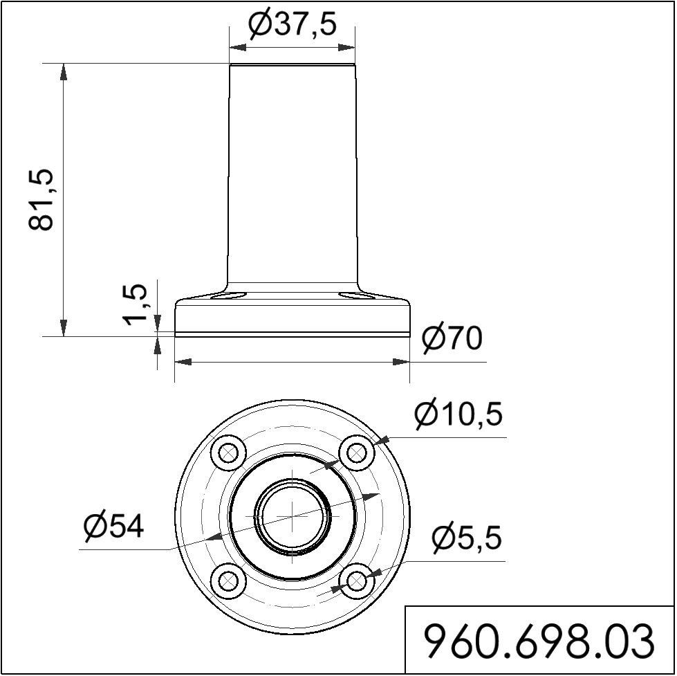 Fuß mit integriertem Rohr 96069803