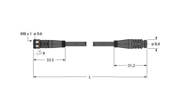 Aktuator- u. Sensorleitung PKG3M-0.6-PSG3S/TXL