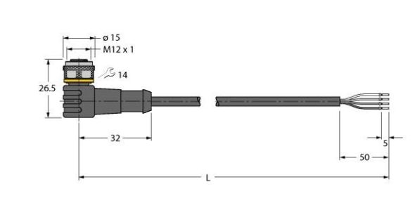 Aktuator- u. Sensorleitung WKC4.4T-25/TXL