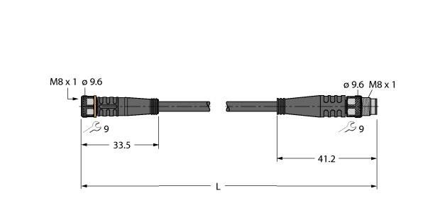 Aktuator- u. Sensorleitung PKG3M-3-PSG3M/TEY