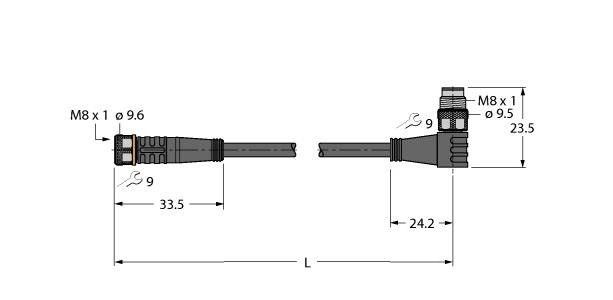 Aktuator- u. Sensorleitung PKG3M-3-PSW3M/TXL