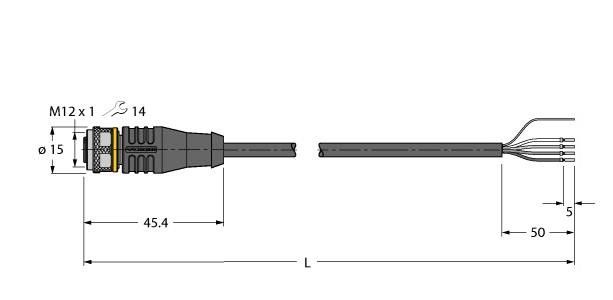 Aktuator- u. Sensorleitung RKS4.4T-12/TEL