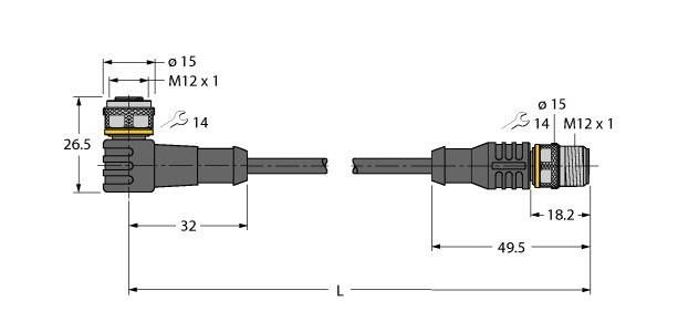 Aktuator- u. Sensorleitung WKC4T-0.5-RSC4T/TXO