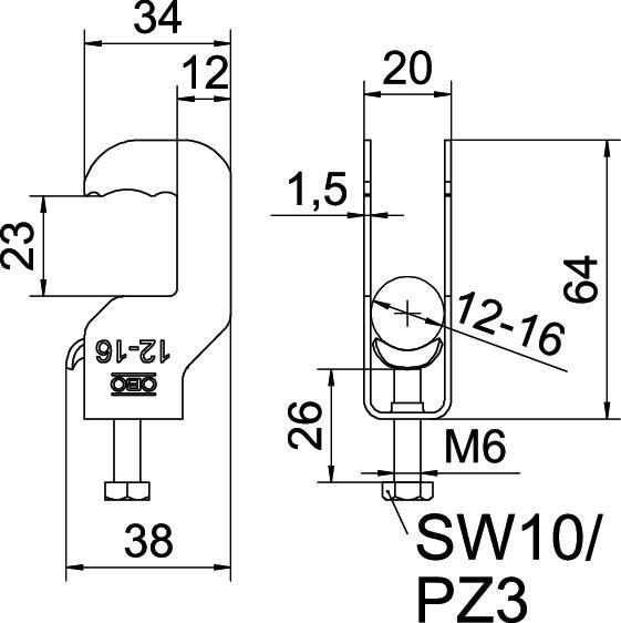 Bügelschelle BS-RS1-M-16 FT