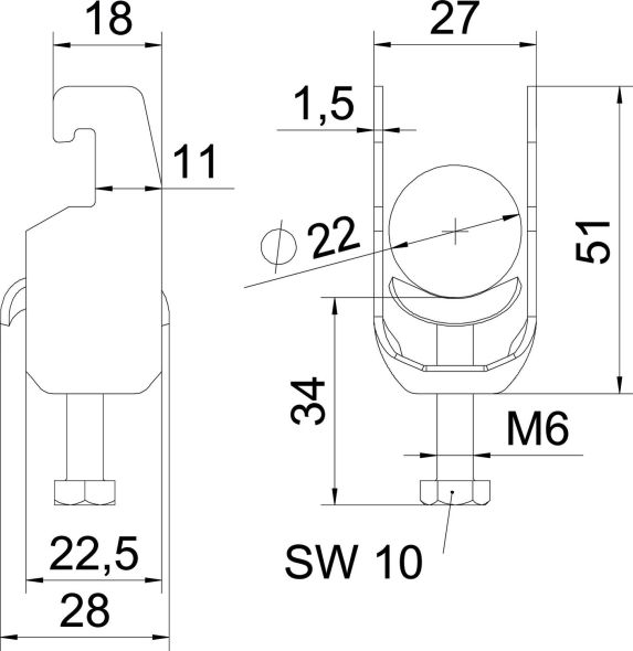 Bügelschelle BS-U1-M-22 A4