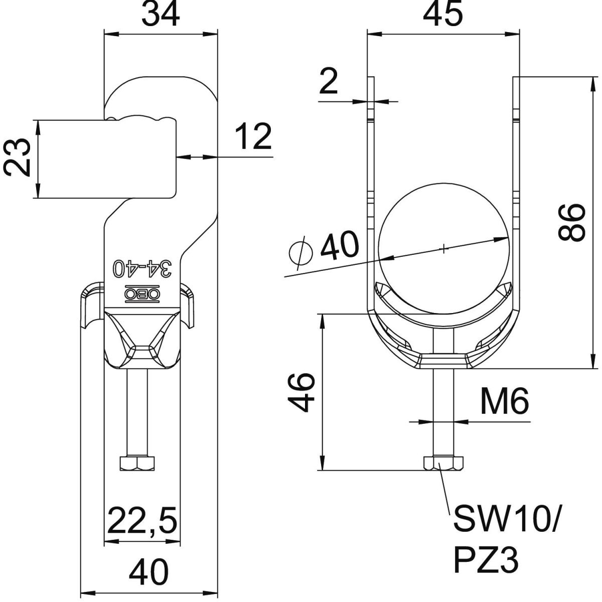 Bügelschelle BS-RS1-M-40 FT