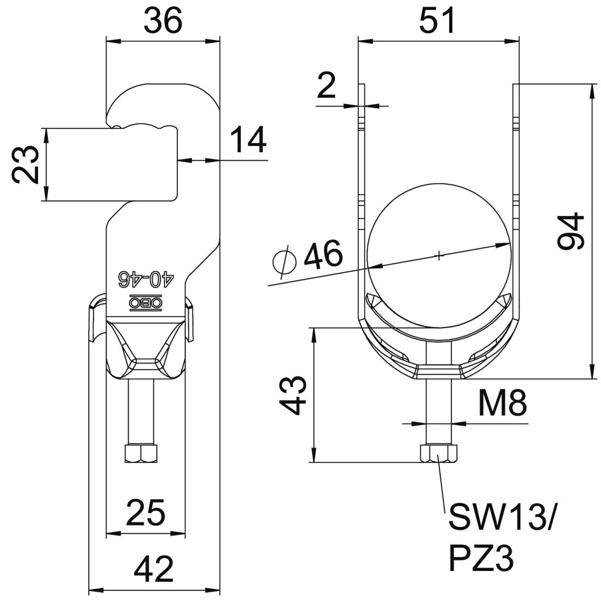 Bügelschelle BS-RS1-M-46 FT