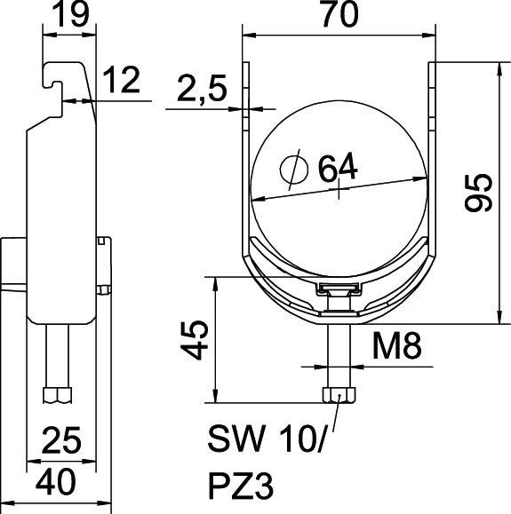 Bügelschelle BS-U1-K-64 ALU