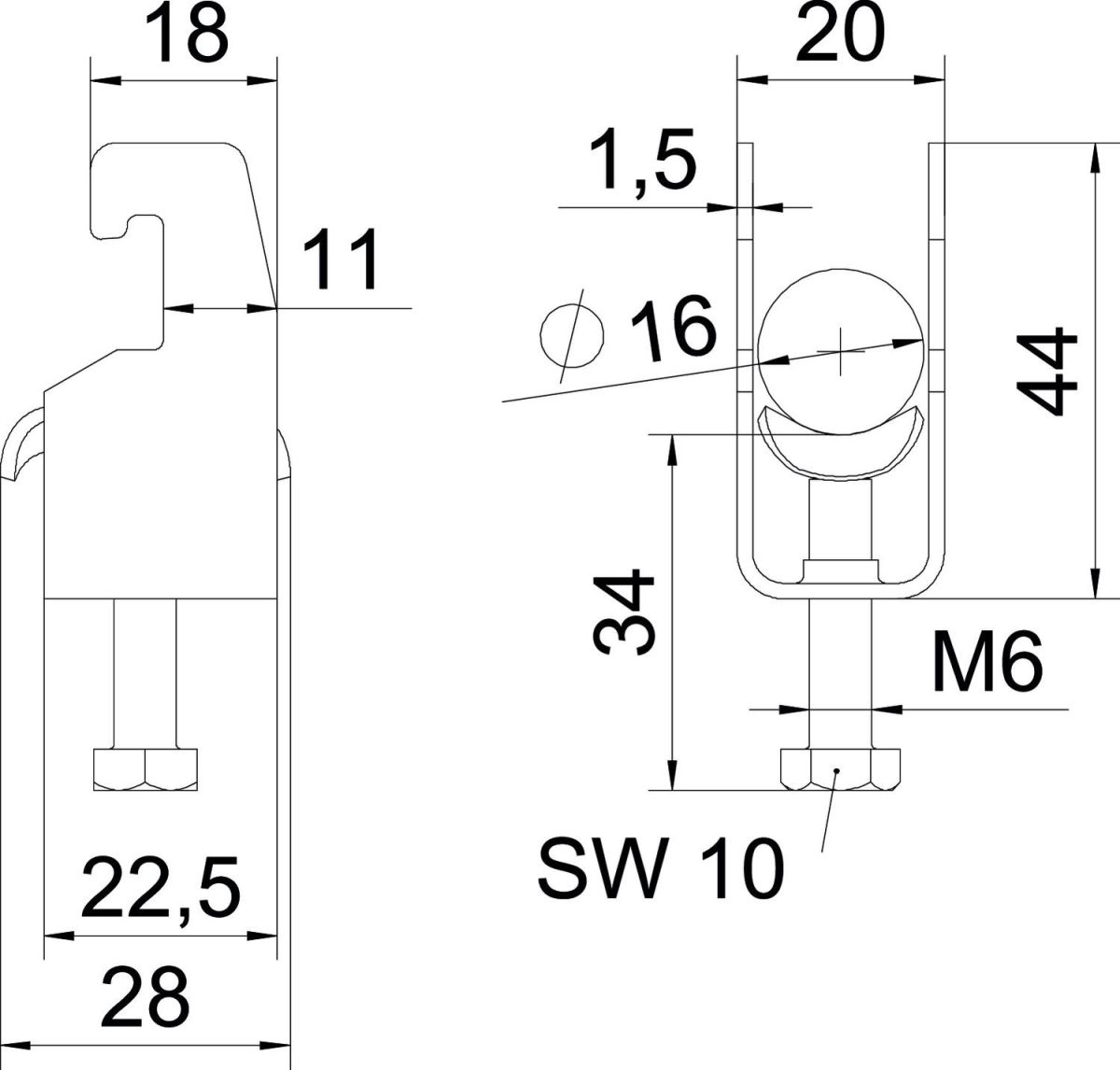 Bügelschelle BS-U1-M-16 A4