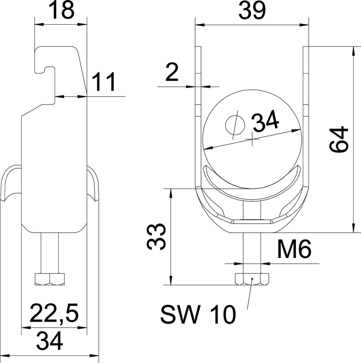 Bügelschelle BS-U1-M-34 A4