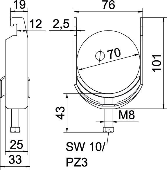 Bügelschelle BS-U1-M-70 FT