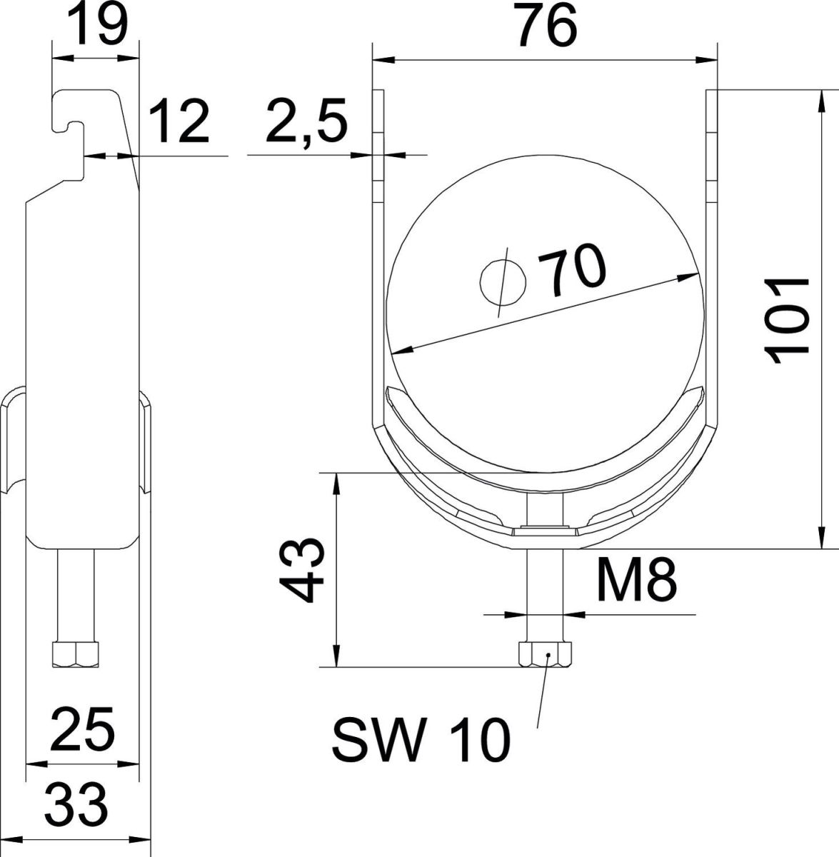 Bügelschelle BS-U1-M-70 FT