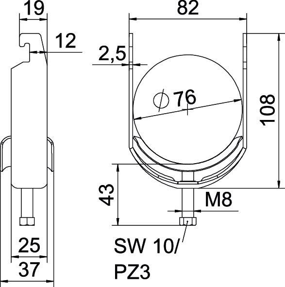 Bügelschelle BS-U1-M-76 FT