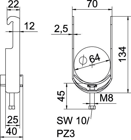 Bügelschelle BS-W1-K-64 ALU