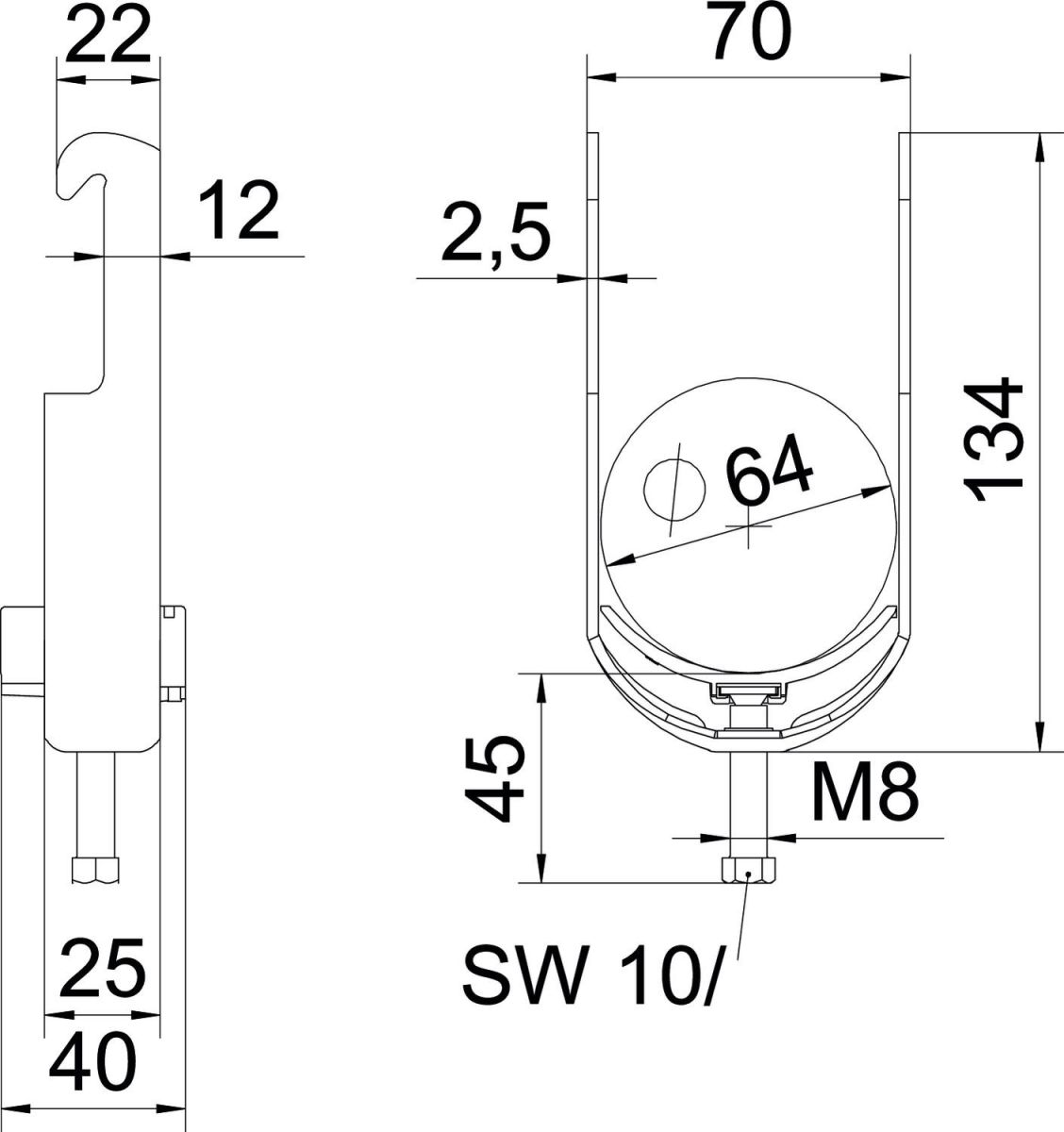 Bügelschelle BS-W1-K-64 ALU