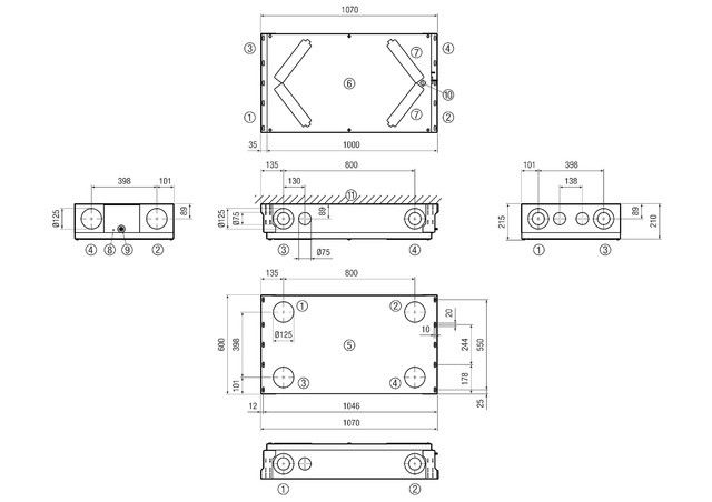 Abluft links WS 120 Trio QL