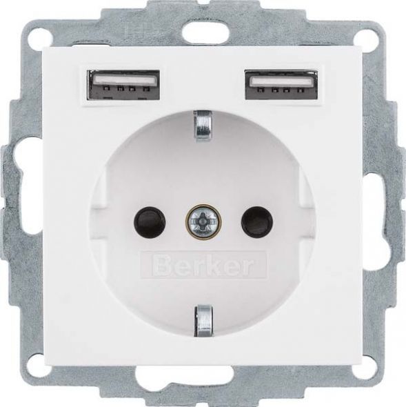 SCHUKO/USB-Steckdose 48036089 polarweiß samt