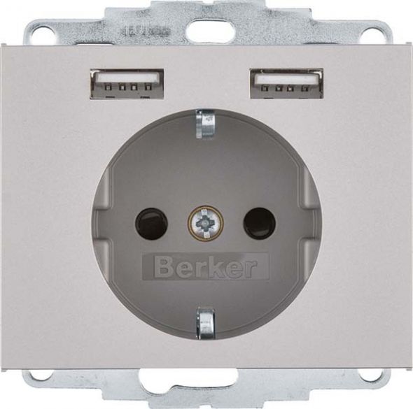 SCHUKO/USB-Steckdose 48037004 edelst matt lackiert