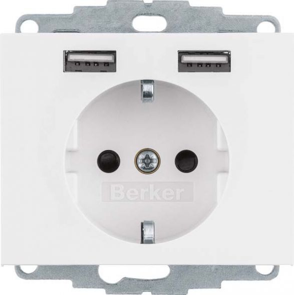 SCHUKO/USB-Steckdose 48037009 polarweiß glänzend