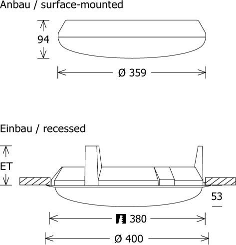 LED-Anbau-u.Einbauleuchte DISC-I 40.1730/DI ws