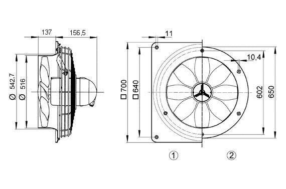 Axial-Wandventilator DZQ 50/4 B E Ex e