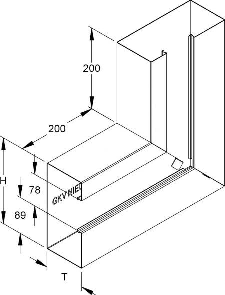 GK-Vertikaleck 90Gr. GKVO 213A78T100 WA