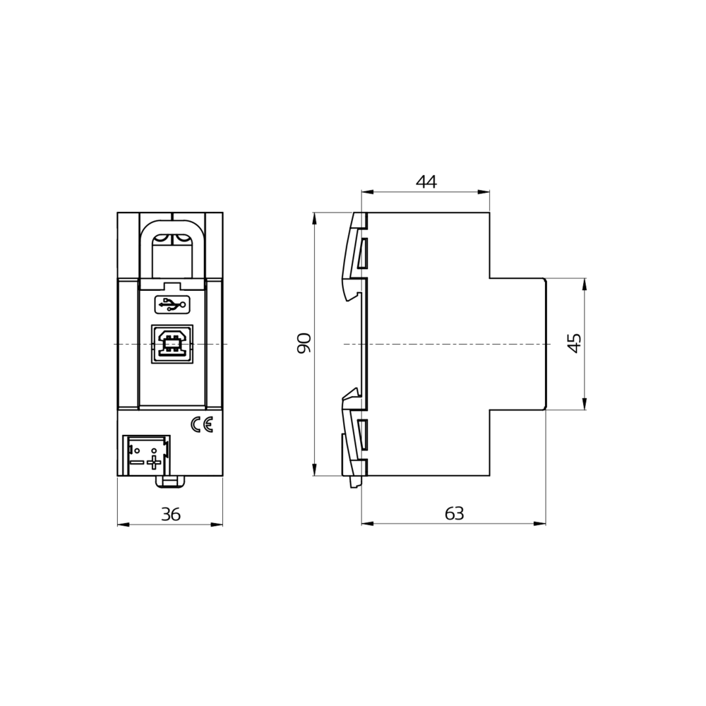 Ankoppelung an PC USB-IF/KNX REG grau