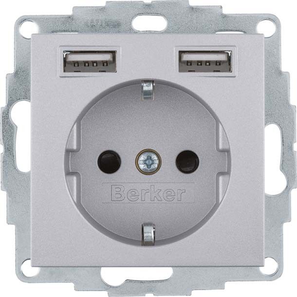 SCHUKO/USB-Steckdose 48031404 alu matt lackiert