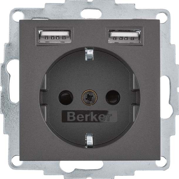 SCHUKO/USB-Steckdose 48031606 anthrazit matt