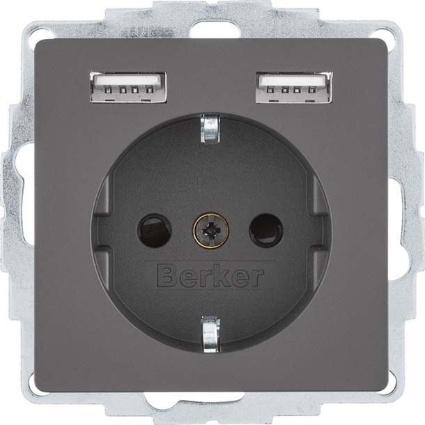 SCHUKO/USB-Steckdose 48036086 anthr samt lackiert