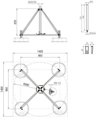 Vierbeinstativ VBS KB D50 RA680 V2A