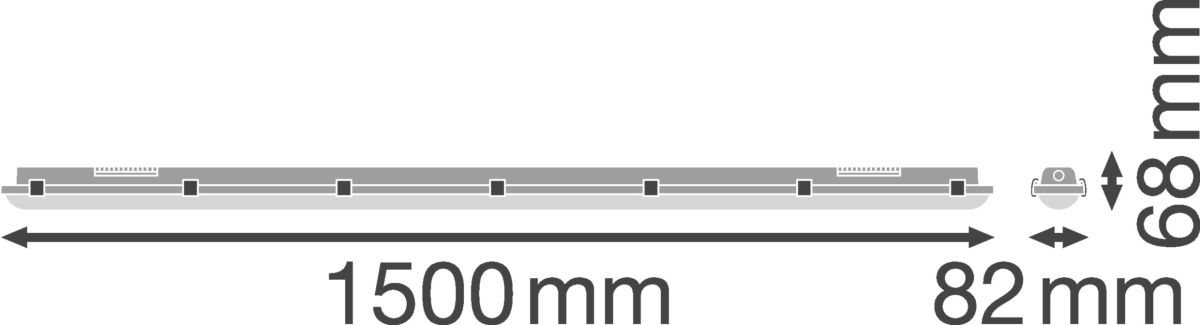 Feuchtraumleuchte DP150026W865IP65GY