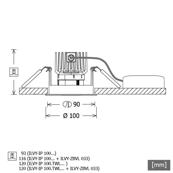 LED-Downlight ILVYIP100TWL20DALIws