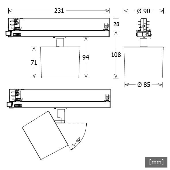 LED-Stromschienenstrahler ORYOT203.927.15CASsi