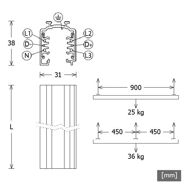 Stromschiene 1m ST-A 10/9000A-1-STgr