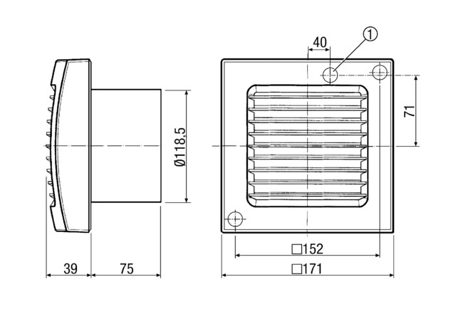 Kleinraumventilator ECA 120 P