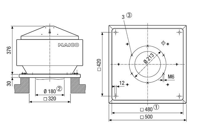 Radial-Dachventilator MDR-PG 18 EC