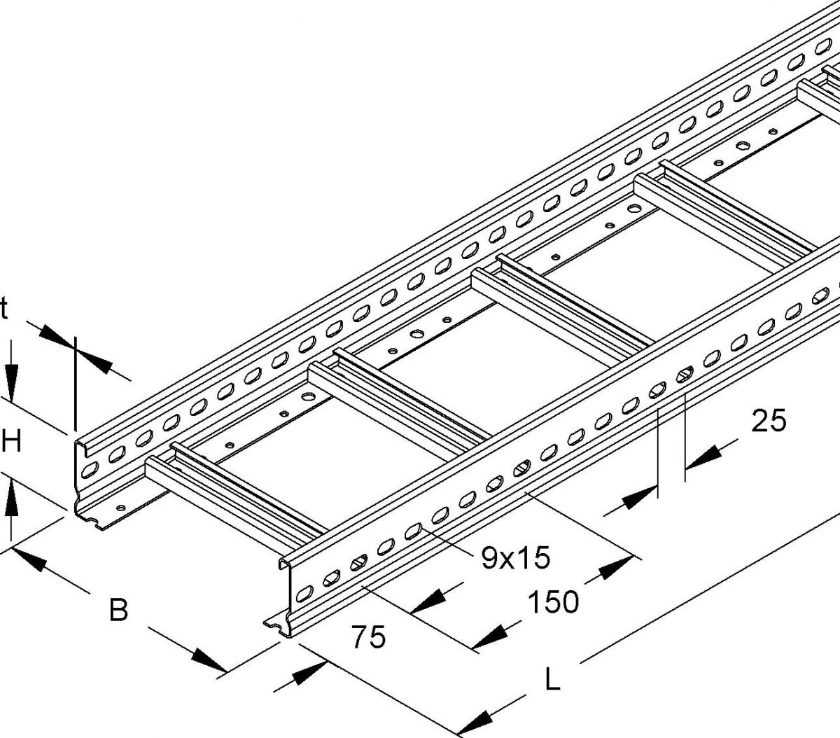 Kabelleiter, 60x300x3000 KL 60.315/3 F