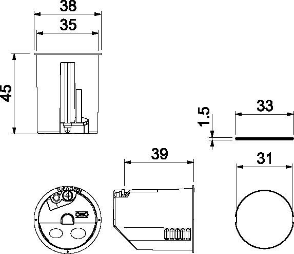 Wandauslassdose, luftdicht HG 45-WA-LD