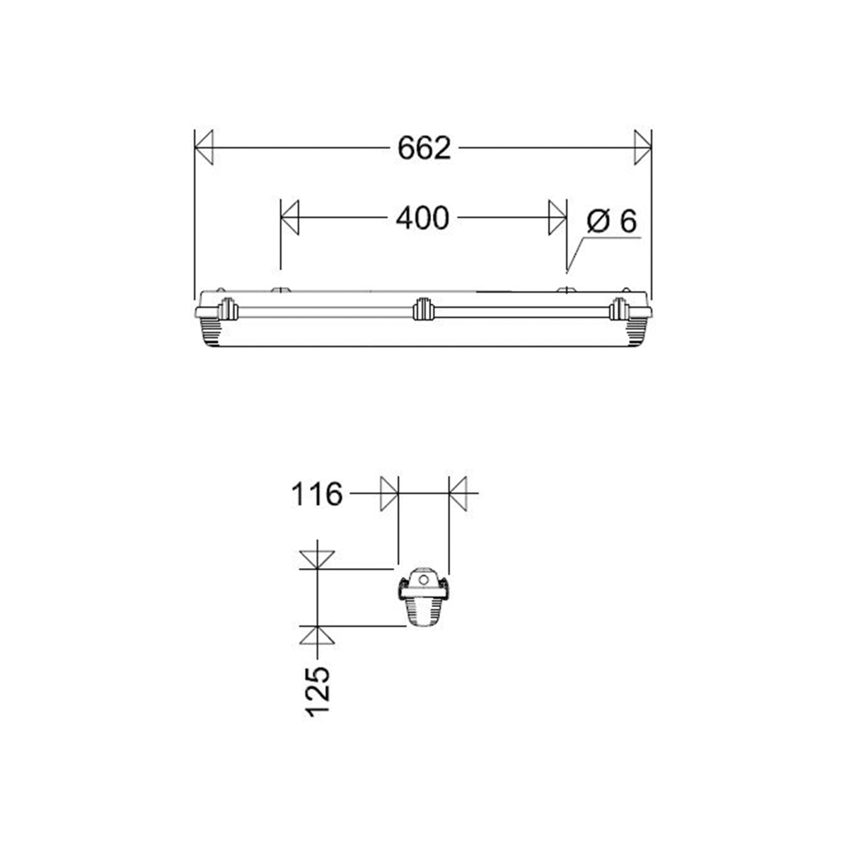 LED-Feuchtraumleuchte 161 06L12 AUS