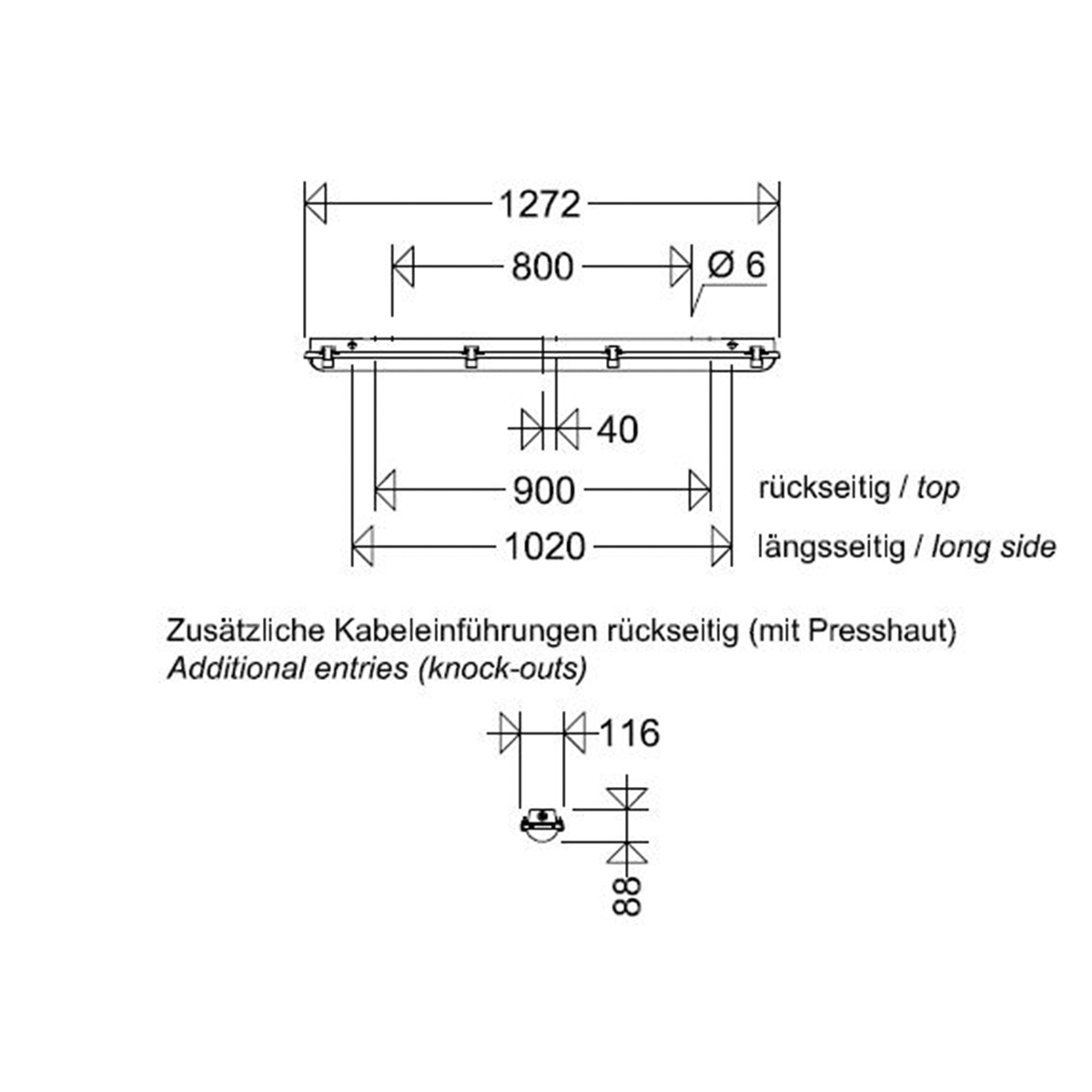 LED-Feuchtraumleuchte 167 12L42G2 DIMD