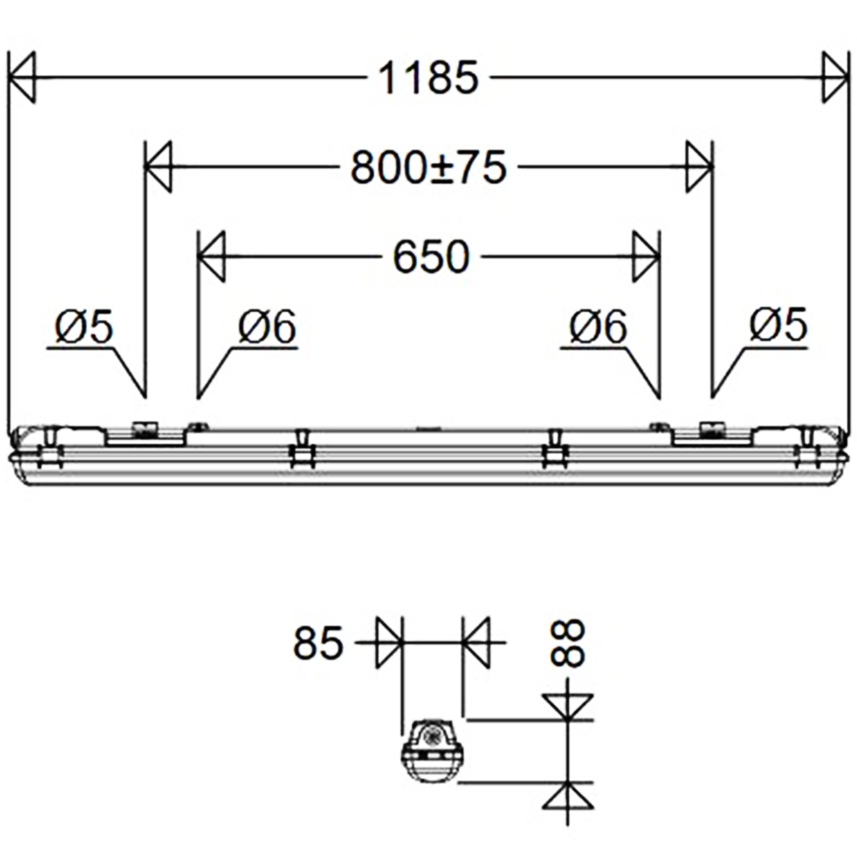 LED-Feuchtraumleuchte 167 12L42G2 LW