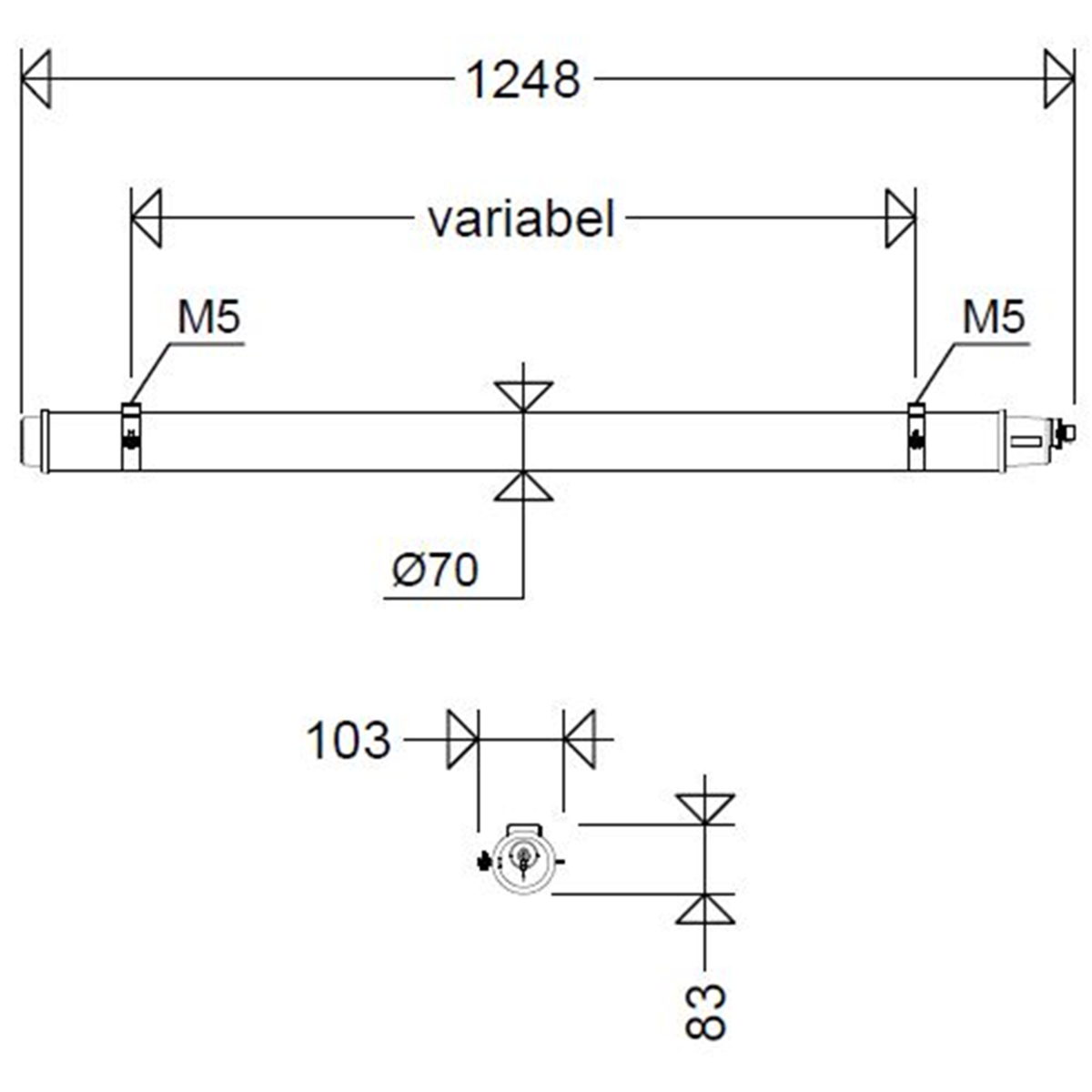 LED-Rohrleuchte 107 12L42 XR DIMD